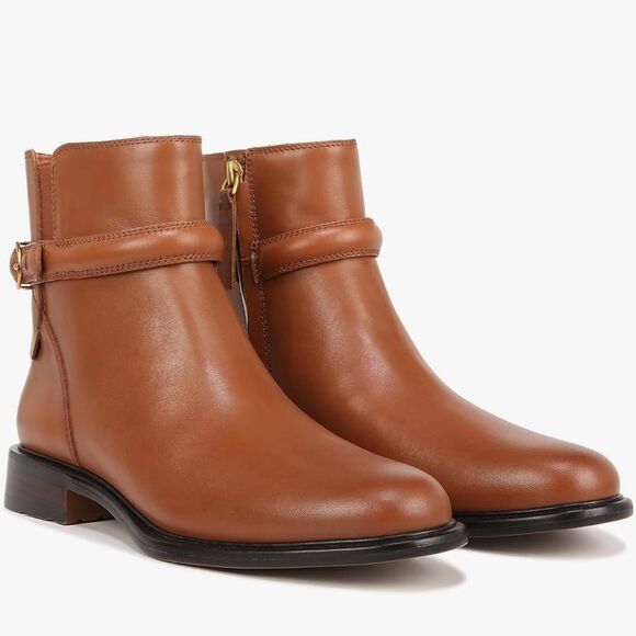 Revolve Franco Sarto Elese Leather Ankle Boot in Cognac NWOT - Picture 1 of 13
